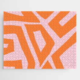 Retro Orange Midcentury Abstract Jigsaw Puzzle