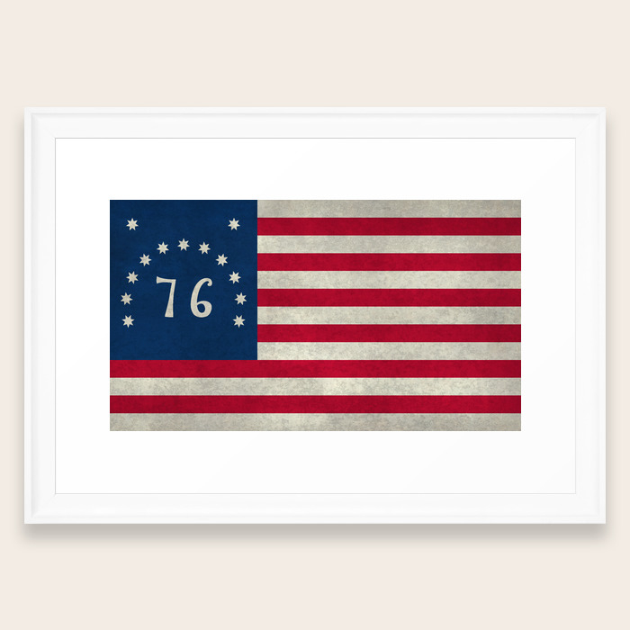 American Bennington Flag Vintage Stone Textured Framed Art Print By Bauhaus Society6