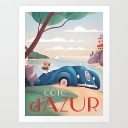 Vintage Travel Poster France Riviera Art Print