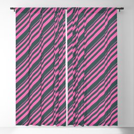 [ Thumbnail: Hot Pink and Dark Slate Gray Colored Stripes Pattern Blackout Curtain ]