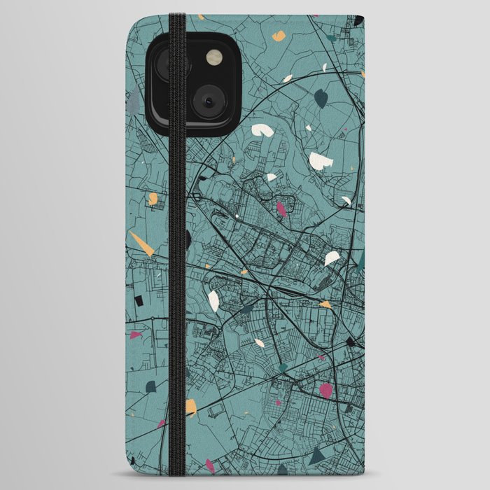 Wroclaw, Poland - Collage of city map and terrazzo pattern - contemporary iPhone Wallet Case