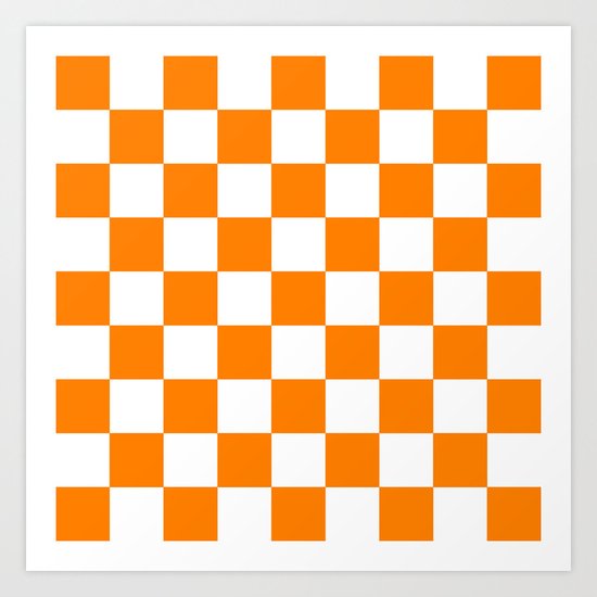 Checker (Orange/White) Art Print