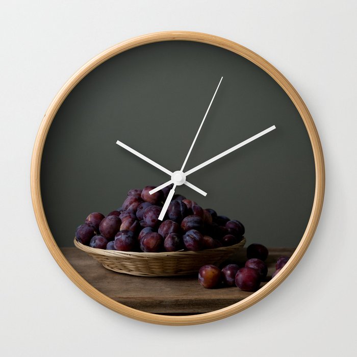 Still-life with plums - photography art Wall Clock