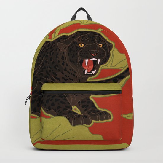 Black Panthers on Red. Backpack