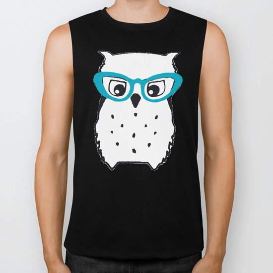 Cute Owl Glasses Biker Tank