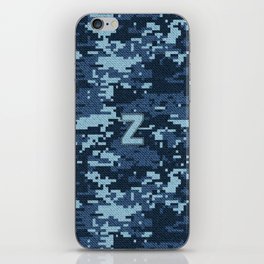 Personalized Z Letter on Blue Military Camouflage Air Force Design, Veterans Day Gift / Valentine Gift / Military Anniversary Gift / Army Birthday Gift iPhone Case iPhone Skin