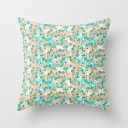 white peach and mint green multiflora petunias flower meaning hope ornamental plant Throw Pillow