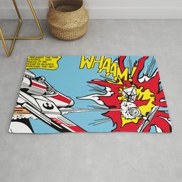 Luke Lichtenstein - Whaam! Rug | Fight, Space, Red, Popart, Explosion, Epic, Drawing, Sciencefiction, Yellow, Digital 