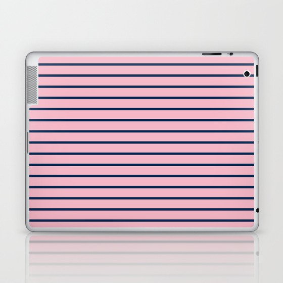 Pink and Navy Blue Horizontal Stripes Laptop & iPad Skin