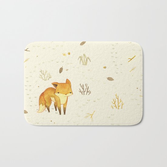 Lonely Winter Fox Bath Mat