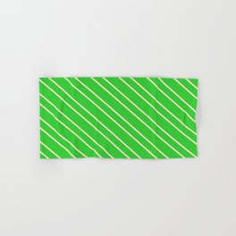 [ Thumbnail: Lime Green & Bisque Colored Stripes Pattern Hand & Bath Towel ]