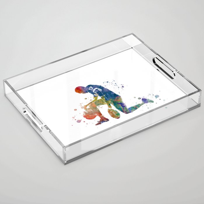 American football player in watercolor Acrylic Tray