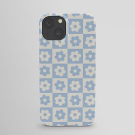 Flower Checker Baby Blue iPhone Case