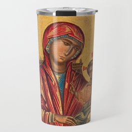 Madonna and Child on a Curved Throne, 13th Century Byzantine Painting Travel Mug