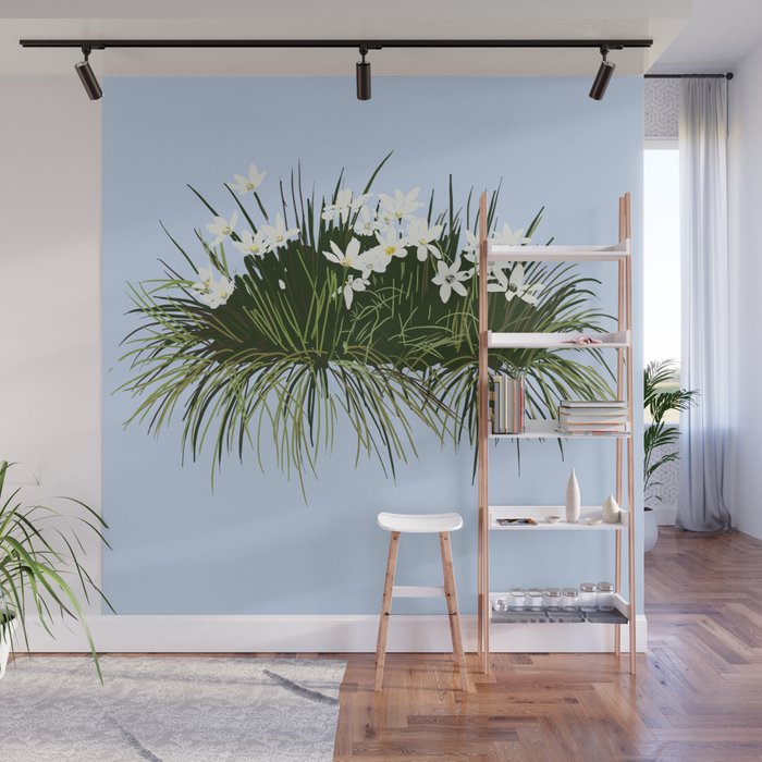White Flowers Wall Mural