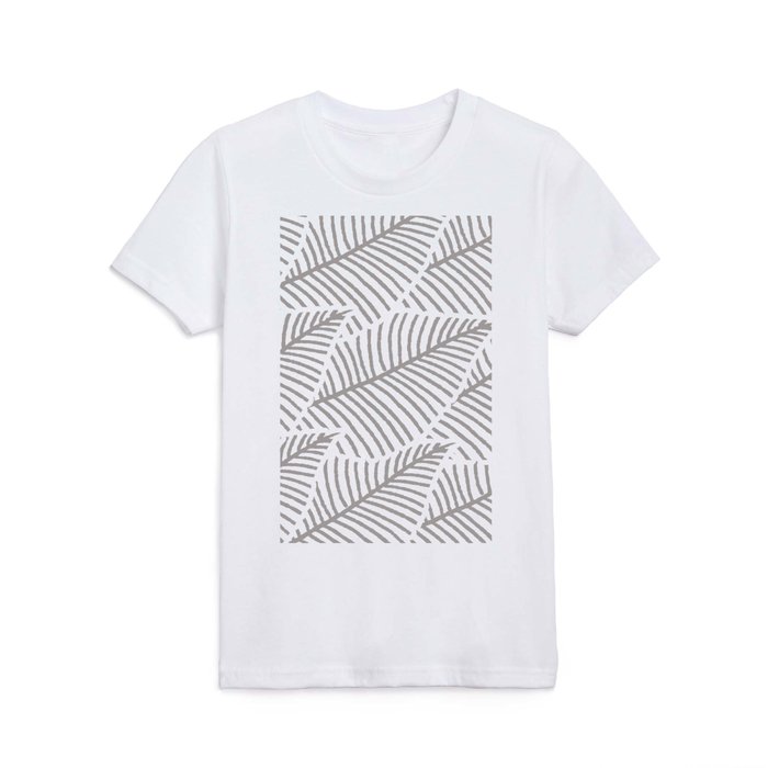 Nordic Leaves Light Gray Line Art Kids T Shirt