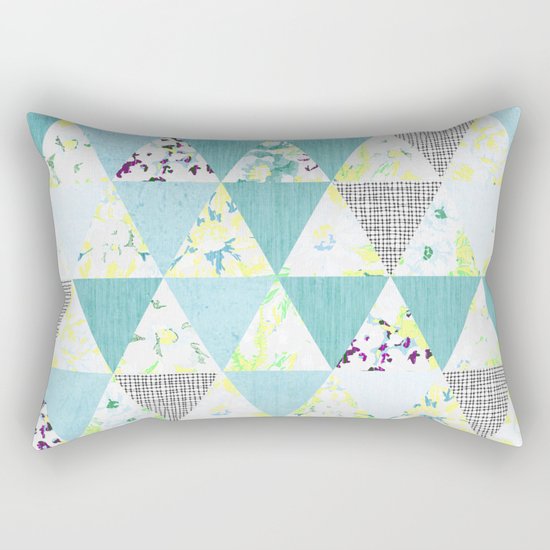 PASTEL NEON GEO FLORALS IN MINT Rectangular Pillow