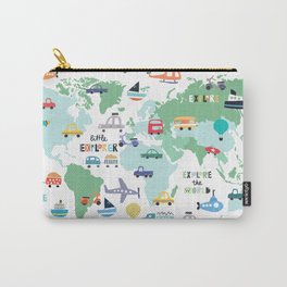 Travel The World Trains Planes Cars Trucks Map Carry-All Pouch | Vehicles, Cars, Kids, World, Cute, Helicopter, Transportation, Graphicdesign, Trains, Genderneutral 