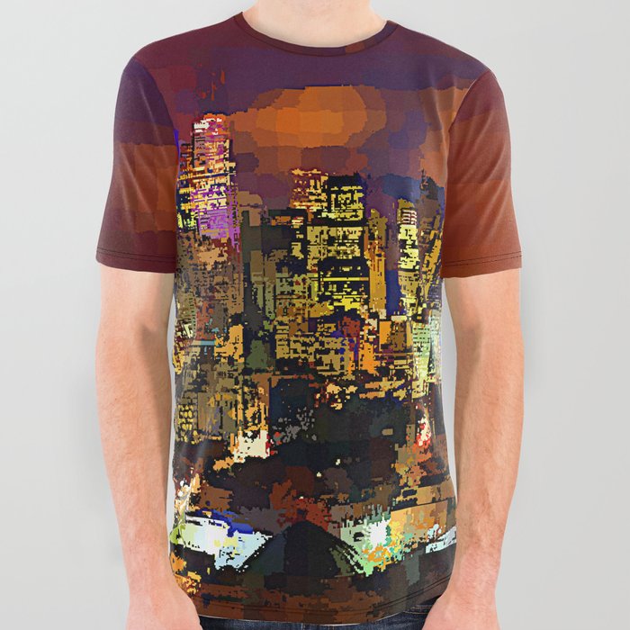 Spectacular Toronto Skyline at Night All Over Graphic Tee