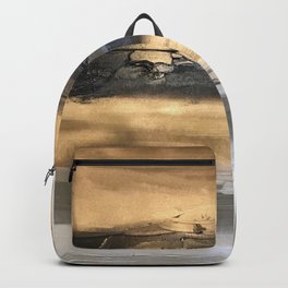 Golden Black Lines Painting Backpack | Abstract, Painting, Artwork, Paint, Grey, Black, Metallic, Original, Gray, Gold 