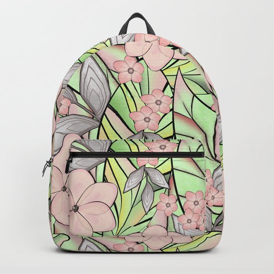 Delicate tropical floral pattern. Backpack