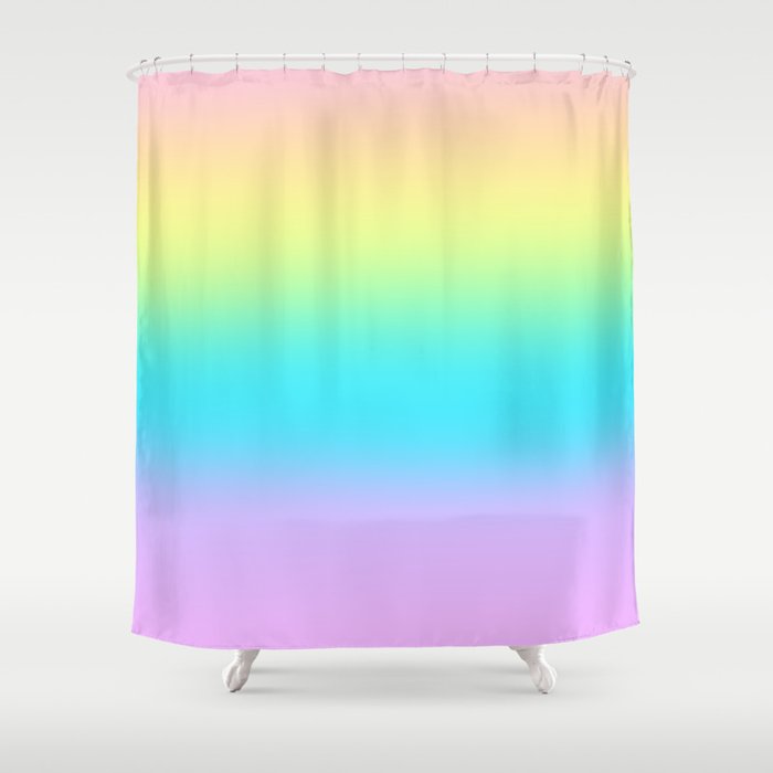 Striped Pastel Rainbow Gradient Shower Curtain