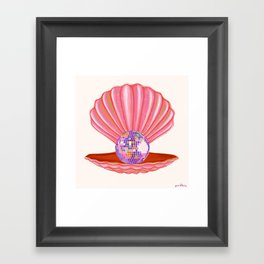 Disco ball seashell coral Framed Art Print