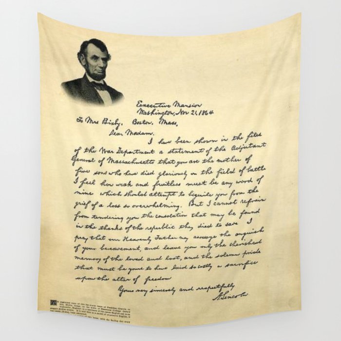 President Lincoln Letter To Mrs. Bixby Wall Tapestry