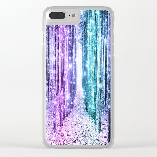 Magical Forest Lavender Aqua Teal Ombre Clear iPhone Case
