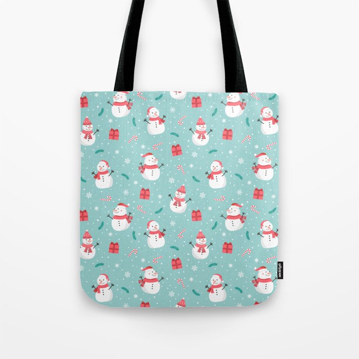 Seamless christmas snowman pattern  Tote Bag
