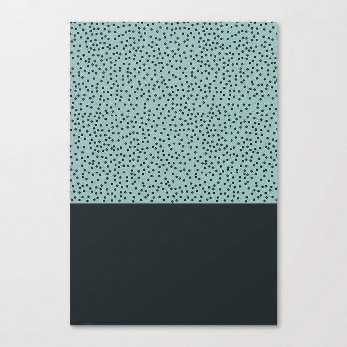 Dark navy dots on turquoise Canvas Print