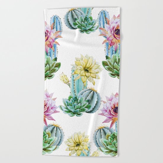 Cactus Pattern 06 Beach Towel