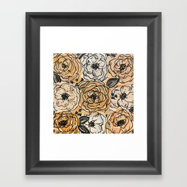 Golden Florals Framed Art Print