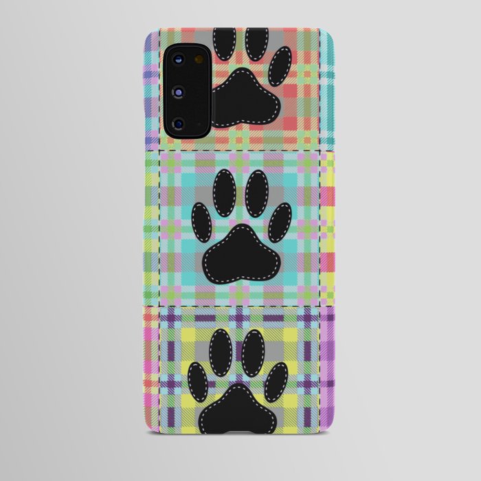 Colorful Quilt Dog Paw Print Drawing Android Case