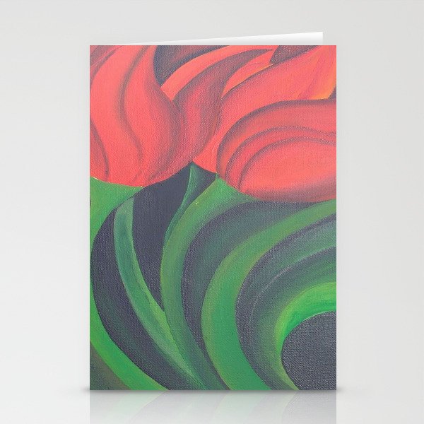 Red Tulip Diptych Stationery Cards