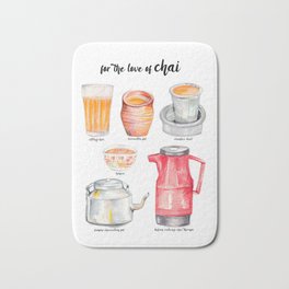for the love of chai Bath Mat | Pencilcolours, Painting, Handdrawing, Fun, Kahwa, Memory, Teacup, Reds, Tea, Cuttingchai 