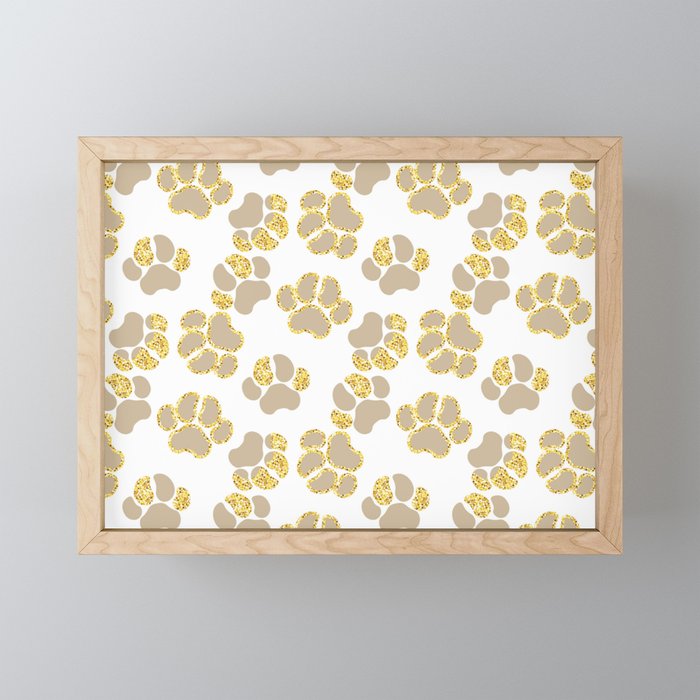 Cute golden paws in pastel colors Framed Mini Art Print