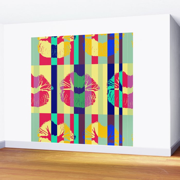 Pop Art Kisses Collage Wall Mural by cafepretzel | Society6