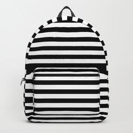 Midnight Black and White Horizontal Deck Chair Stripes Backpack | Deckstripes, Black, Black and White, Stripe, Blackdeckchair, Striped, Graphicdesign, Softblack, Pattern, Blackstripe 