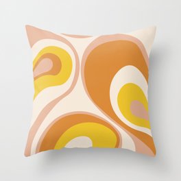 Psychedelic Retro Abstract Design in Peach, Orange and Yellow Throw Pillow
