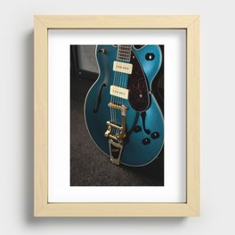 Close up Blue Guitar body | Instrument Photography | Colorful Guitar Recessed Framed Print