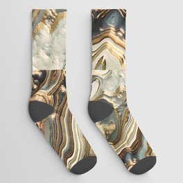 White Gold Agate Abstract Socks