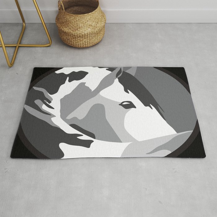 Paint Horse in Grey Rug