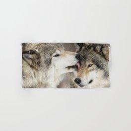 Wolf Kisses Hand & Bath Towel