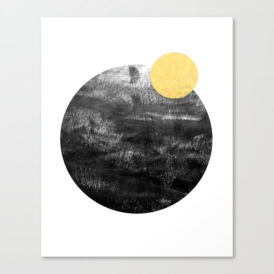Ripley - abstract marble texture india ink painting minimal white and black with gold canvas art Canvas Print