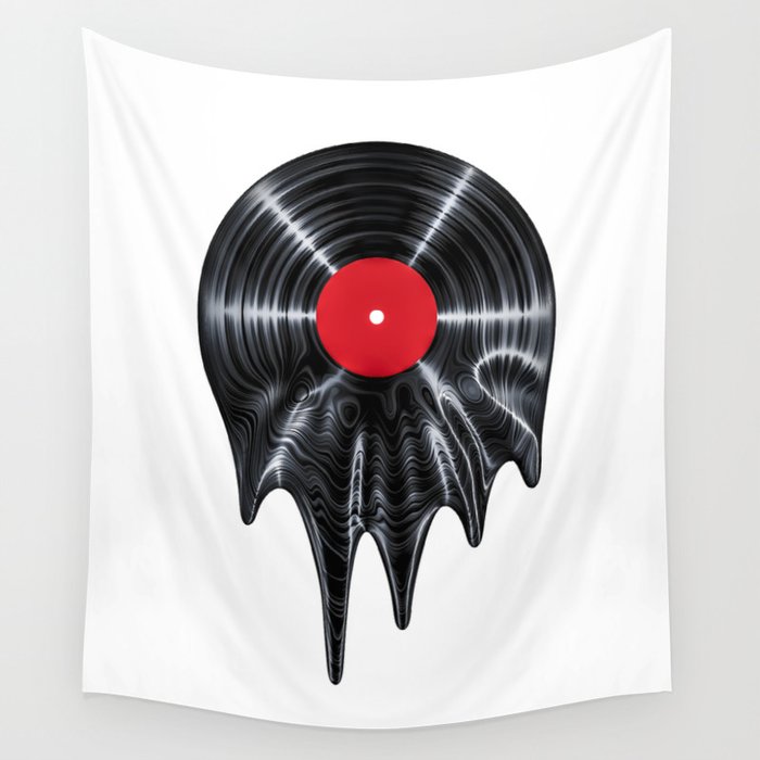 Melting vinyl / 3D render of vinyl record melting Wall Tapestry