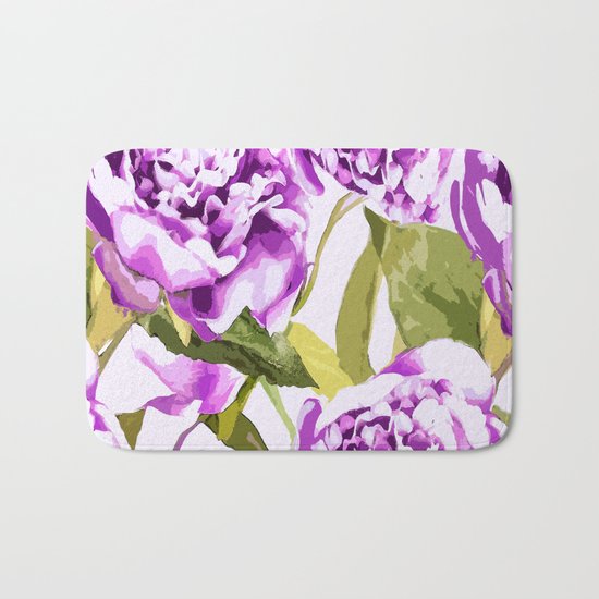 Peonies on a white background - #Society6 #buyart Bath Mat