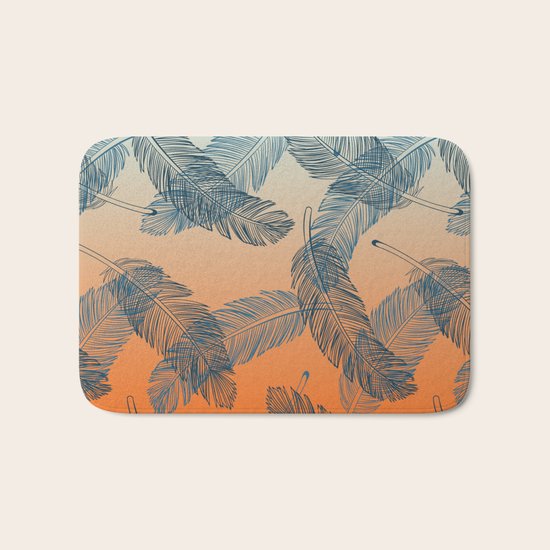 Blue Feathers Bath Mat