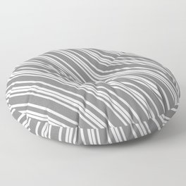 [ Thumbnail: White and Grey Colored Lined/Striped Pattern Floor Pillow ]