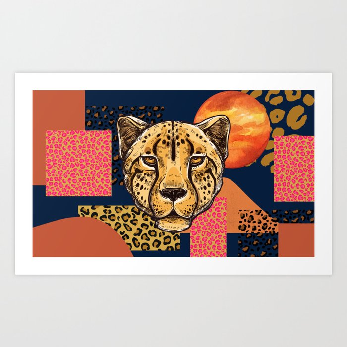Modern Abstract Safari Cheetah Art Print by Simple Suol